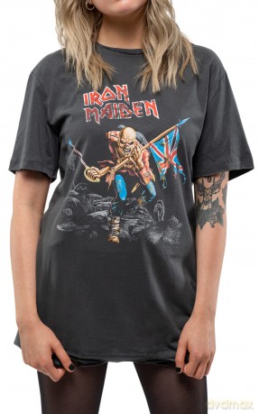 Iron Maiden: 80S Tour Amplified Vintage Charcoal Small T Shirt