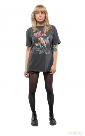 Iron Maiden: 80S Tour Amplified Vintage Charcoal Small T Shirt