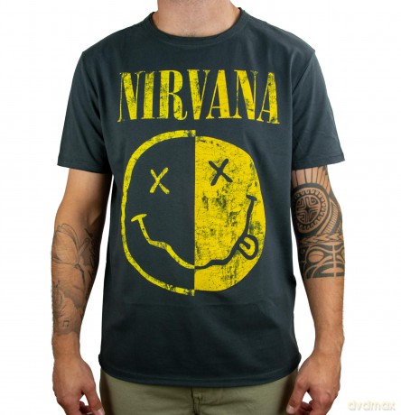 Nirvana: Spiced Smiley Amplified Vintage Charcoal Medium T Shirt