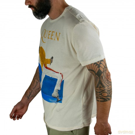 Queen: Freddie Triangle Amplified Vintage White Medium T Shirt