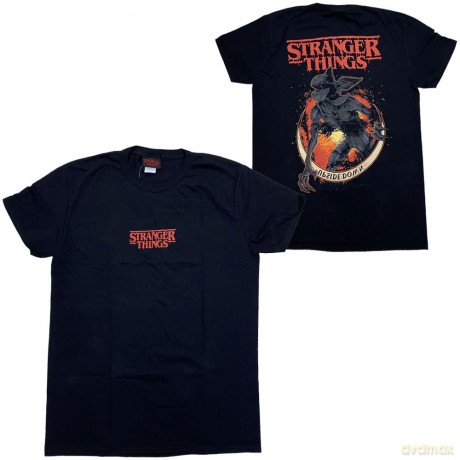 Stranger Things: Demogorgon Upside Down (Front & Back Print) T Shirt (Large)
