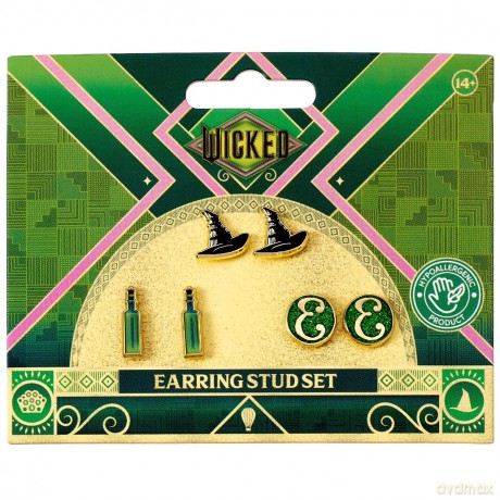 Wicked: Hat. Potion And E Logo Stud Earring Set