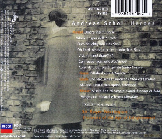 Scholl Andreas: Heroes (Handel, Gluck, Mozart) [CD]