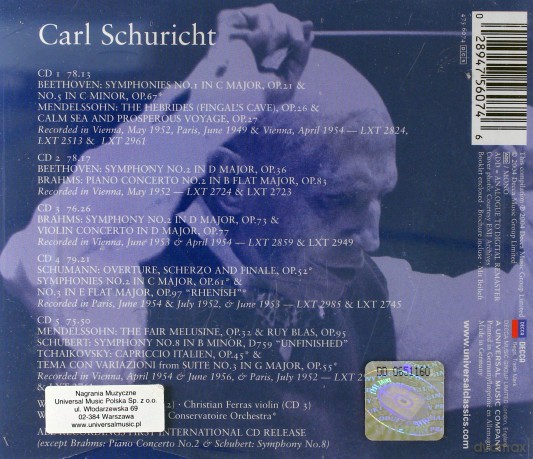 Carl Schuricht: Decca Recordings 1949-1956 /Original Masters [5CD]