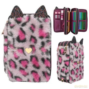 Piórnik 3-komorowy z wyposażeniem Top Model Rebel Kitty pluszowy 13020A