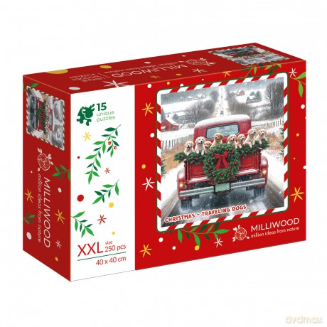 Puzzle drewniane Christmas Traveling Dogs [PUZZLE]