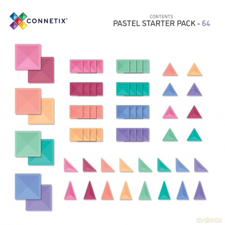 Connetix - Pastel Starter Pack 64 Pieces (CT-P-00064-ST)