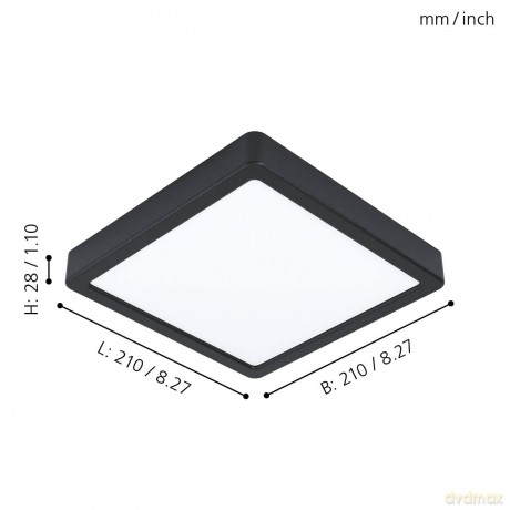 EGLO - Fueva-Z ceiling lamp black 21x21 - TW - Zigbee, Bluetooth