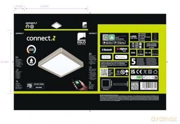 EGLO - Fueva-Z ceiling lamp brushed steel 21x21 - TW - Zigbee, Bluetooth