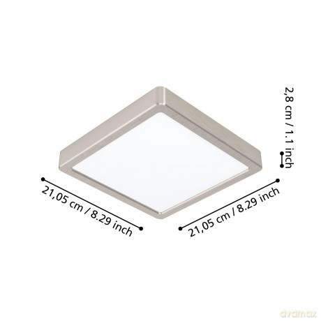 EGLO - Fueva-Z ceiling lamp brushed steel 21x21 - TW - Zigbee, Bluetooth