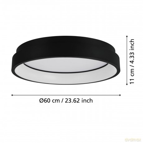 EGLO - Marghera-Z ceiling lamp black 60 - RGB + TW - Zigbee, Bluetooth