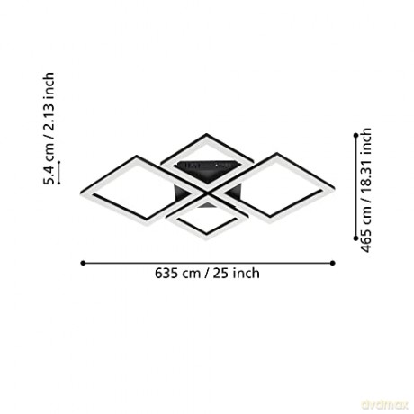 EGLO - Paranday-Z ceiling lamp w/squares black 47x43 - TW - Zigbee, Bluetooth