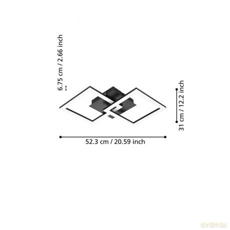 EGLO - Paranday-Z ceiling lamp w/squares black 52.5x31 - TW - Zigbee, Bluetooth