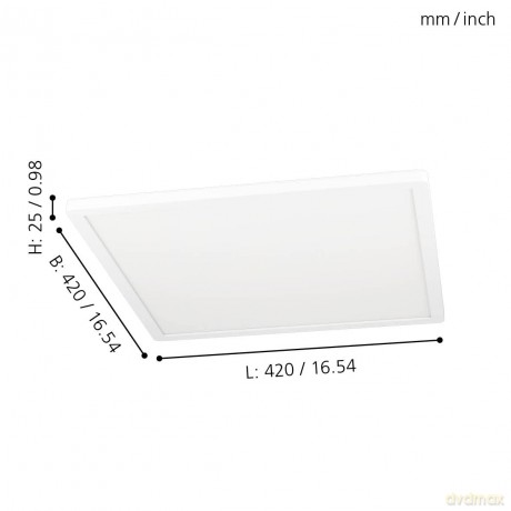 EGLO - Rovito-Z ceiling lamp white 42x42 - RGB + TW - Zigbee, Bluetooth