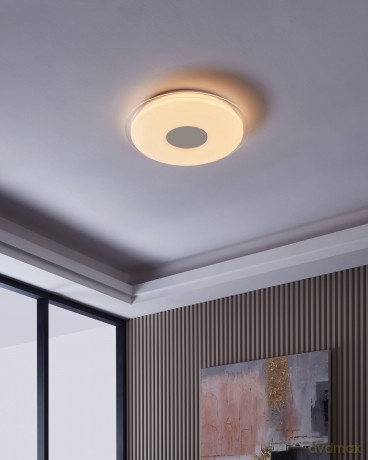 EGLO - Totari-Z ceiling lamp chrome and white with crystal effect 56 - TW - Zigbee, Bluetooth