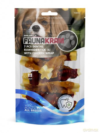 Faunakram - 7 psc. Grain Free dentalstick w chicken 110g- (10693)