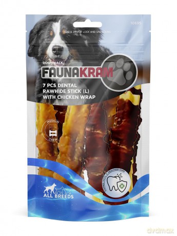 Faunakram - 7 psc. Grain Free dentalstick w chicken Large 220gr - (10695)