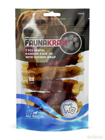 Faunakram - 7 psc. Grain Free dentalstick w chicken M, 180 g- (10694)