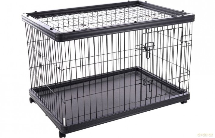 FLAMINGO - Dogkennel on Wheels Pasy - Black - 97,5 x 66.5 x 69cm
