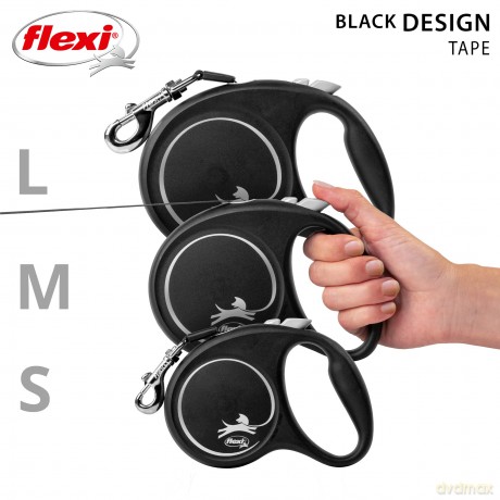 FLEXI - Black Design S 5M Tape Black Max 15Kg
