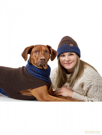 Hunter - Dogcoat Odense 35 + hat, beige/blue - (203542)