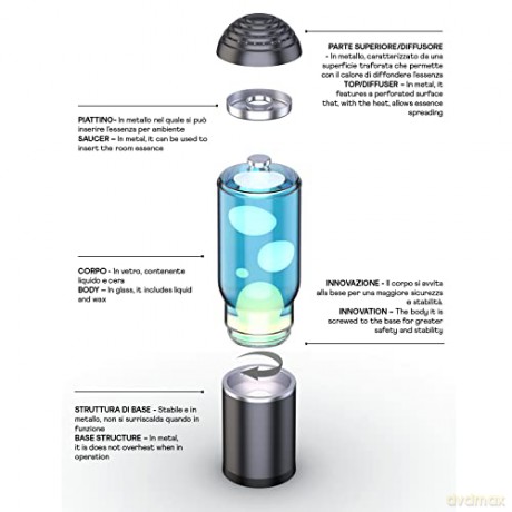 iTotal - Lamp ADA with Dark Grey Base, Blue Liquid and White Wax (1270417)
