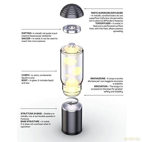 iTotal - Lamp ADA with Dark Grey Base, See-through Liquid and White Wax - Dark Grey, White (1270424)
