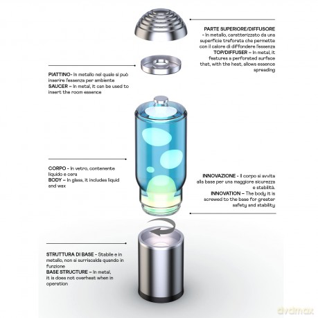iTotal - Lamp ADA with Silver Base, Blue Liquid and White Wax - Blue (1270409)