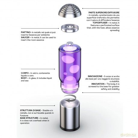 iTotal - Lamp ADA with Silver Base, Purple Liquid and White Wax - Purple (XL2198)
