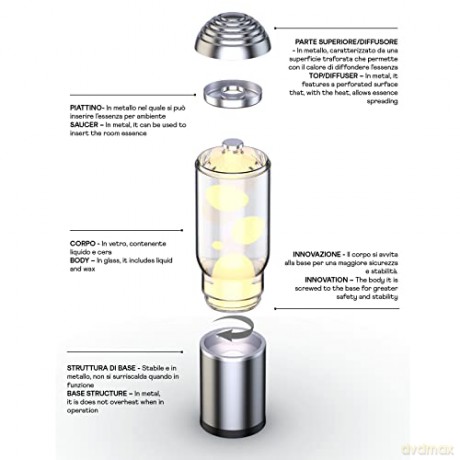 iTotal - Lamp ADA with Silver Base, See-through Liquid and White Wax - Silver (XL2200)