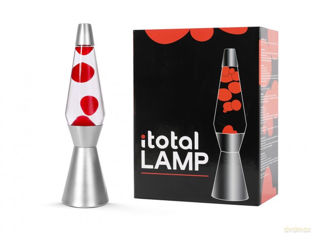 Lampa iTotal - Lava Lamp - Silver Base, See-through Liquid and Red Wax - Red - 36 cm (1270397)