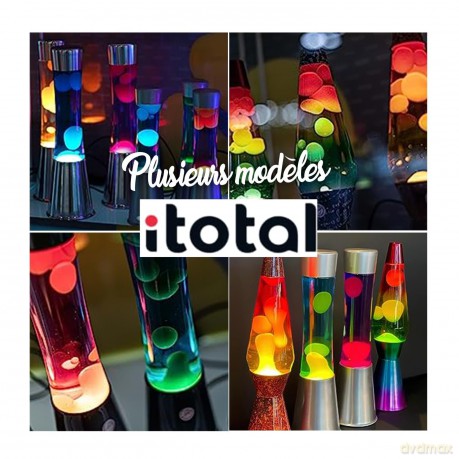 Lampa iTotal - Lava Lamp - Silver Base, See-through Liquid and Red Wax - Red - 36 cm (1270397)