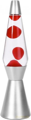 Lampa iTotal - Lava Lamp - Silver Base, See-through Liquid and Red Wax - Red - 36 cm (1270397)