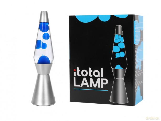 iTotal - Lava Lamp with Silver Base, See-through Liquid and Blue Wax - Blue - 36 cm (1270394)