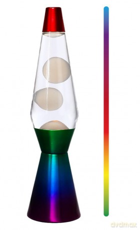 iTotal - LED Lava Lamp - Color-changing Light, White Wax and Rainbow Base - 36 cm (XL2935)