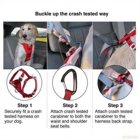 KURGO - Tru-Fit Smart Harness w/ Seatbelt Tether l Black - (604.1224