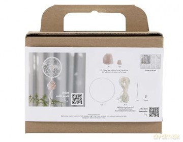 Zestaw do robienia makramy łapacz snów z naturalnym różowym kwarcem 10cm