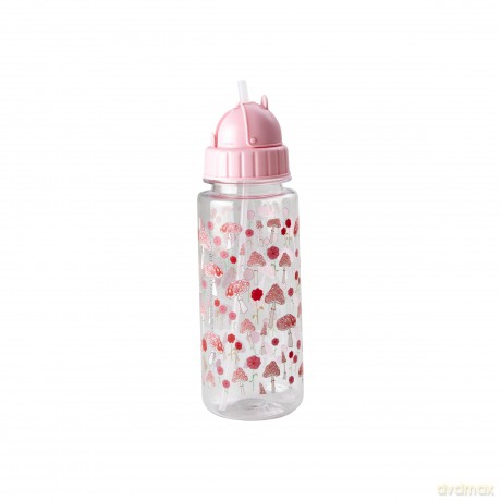 Rice - Plastic Kids Drinking Bottle with Pink Happy Forest Print - Pink - 500 ml