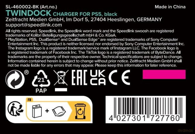 Speedlink - TWINDOCK Charger for PS5, black