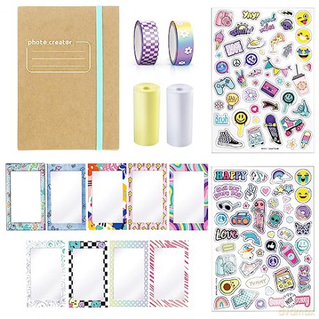 Canal Toys Zestaw albumów do natychmiastowego drukowania - kompatybilny z twórcami - z 2 rolkami papieru, 2 arkuszami naklejek i 20 samoprzylepnymi ramkami na zdjęcia