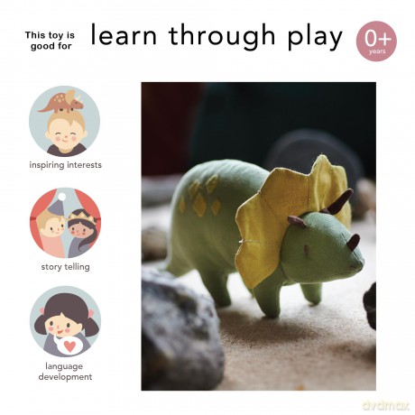 ThreadBear - Soft Toy Dinosaur - Trike the Triceratops 24 cm - (TB4104)