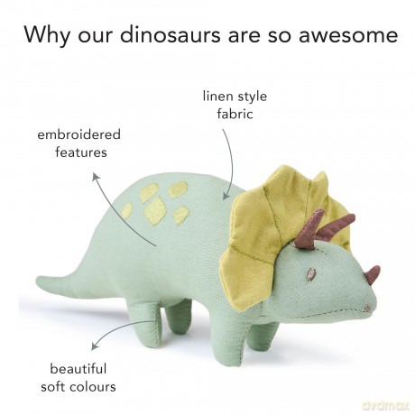 ThreadBear - Soft Toy Dinosaur - Trike the Triceratops 24 cm - (TB4104)