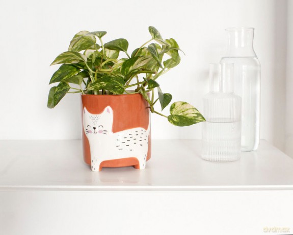 Winkee - Flower pot bowl - Flower pot cat - 13 cm