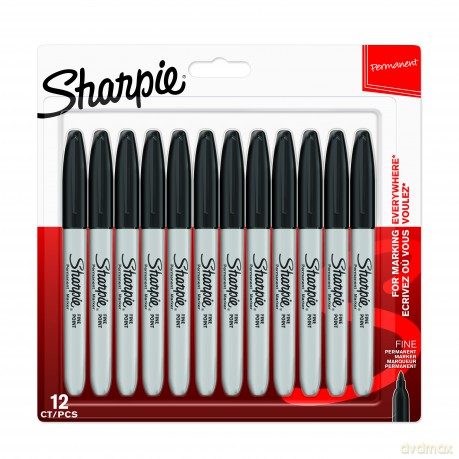 Sharpie - Permanent Marker Fine Black 12-Blister (1996111)