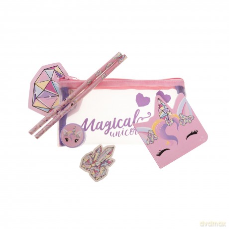 Unicorn Gems - Filled mesh pencil pouch w/station (092308156)