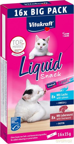 Vitakraft - Liquid Snack Multipack with Liver Sausage and Salmon MSC for cats 16x15gr (58000)