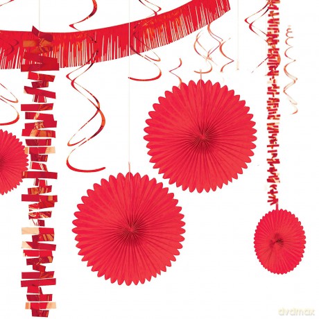 Amscan International 241700-40-55 Apple Red Room Decoration Kit