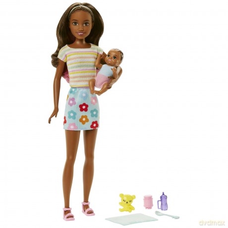 Barbie - Skipper Babysitter (Brown Hair Doll with Baby Doll)