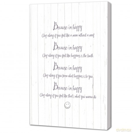 Black Sheep Design The Lyrics of Pharrwell Williams Famous Song Happy Canvas Art