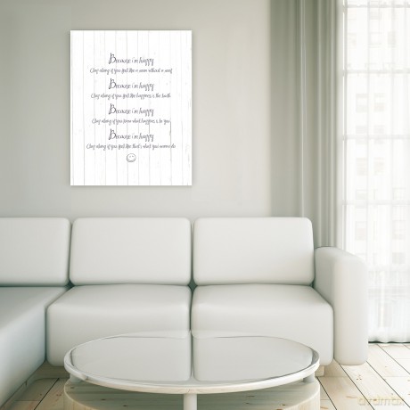 Black Sheep Design The Lyrics of Pharrwell Williams Famous Song Happy Canvas Art